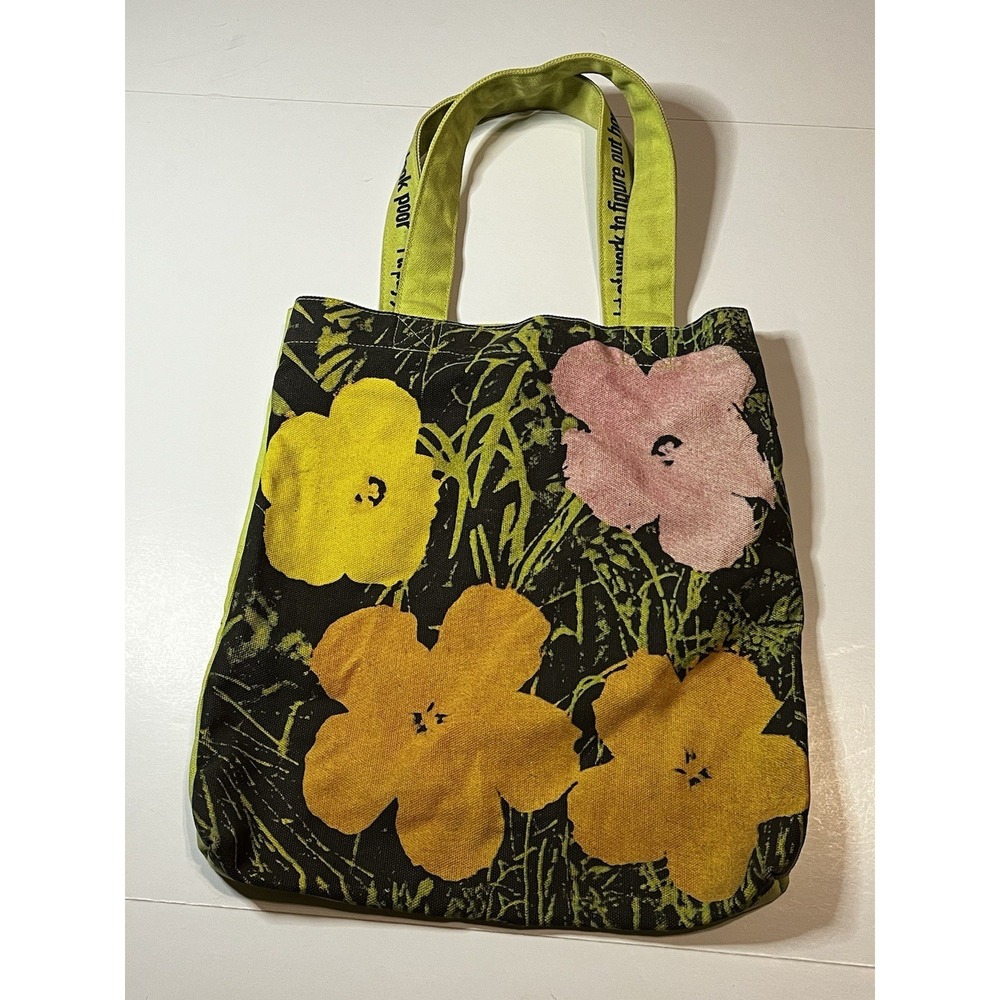 RARE Loop NYC Andy Warhol Mao Floral Canvas Tote Bag With Chained Coin Pouch - Picture 2 of 16